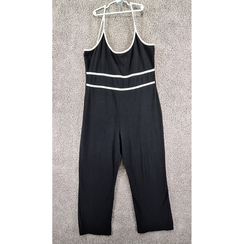 Boutique Europa Jumpsuit Womens 18 Black White Halter Striped 90s Retro Vintage